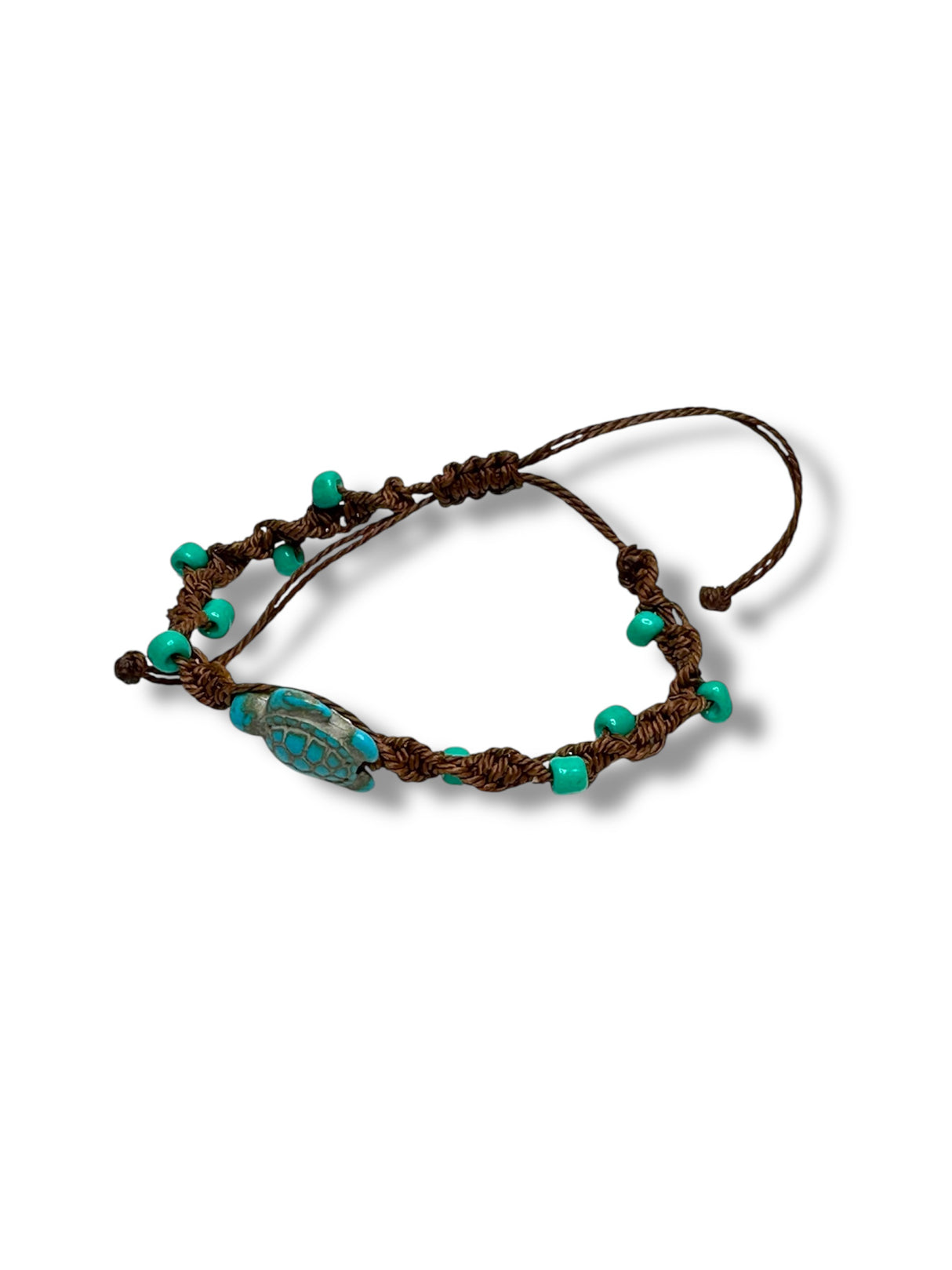 Pulsera Artesanal con Tortuguita y Cuentas Verdes